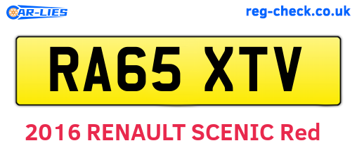 RA65XTV are the vehicle registration plates.