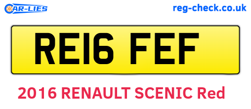 RE16FEF are the vehicle registration plates.