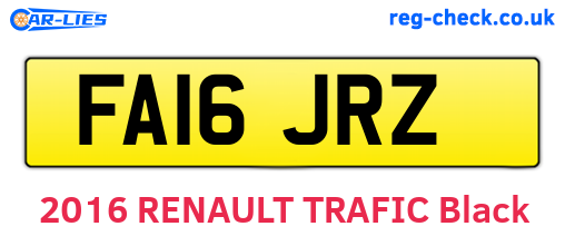 FA16JRZ are the vehicle registration plates.