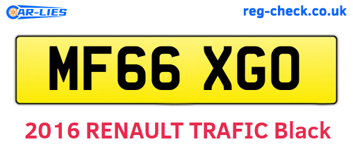 MF66XGO are the vehicle registration plates.