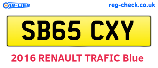 SB65CXY are the vehicle registration plates.