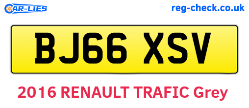 BJ66XSV are the vehicle registration plates.