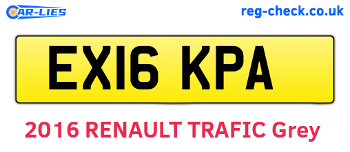EX16KPA are the vehicle registration plates.