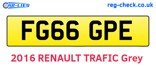 FG66GPE are the vehicle registration plates.