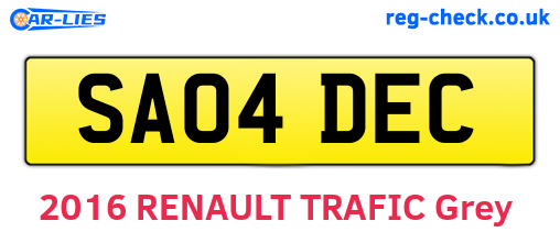 SA04DEC are the vehicle registration plates.