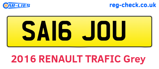 SA16JOU are the vehicle registration plates.