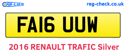 FA16UUW are the vehicle registration plates.