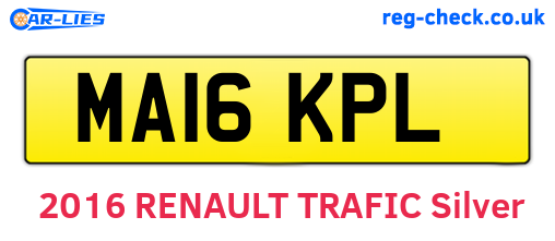 MA16KPL are the vehicle registration plates.