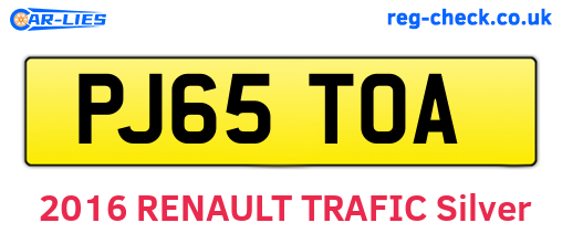 PJ65TOA are the vehicle registration plates.