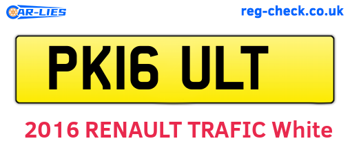 PK16ULT are the vehicle registration plates.