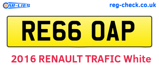 RE66OAP are the vehicle registration plates.