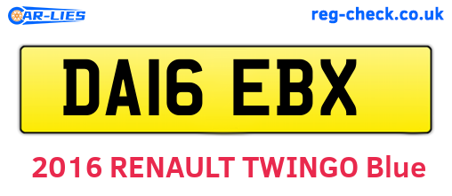 DA16EBX are the vehicle registration plates.