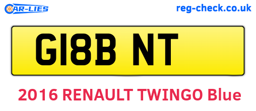 G18BNT are the vehicle registration plates.