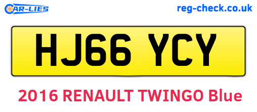 HJ66YCY are the vehicle registration plates.