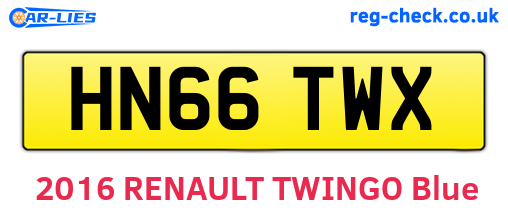 HN66TWX are the vehicle registration plates.