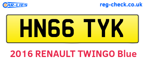 HN66TYK are the vehicle registration plates.