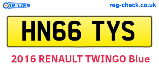 HN66TYS are the vehicle registration plates.