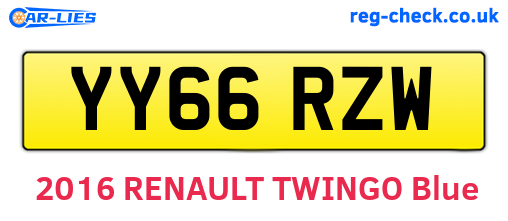YY66RZW are the vehicle registration plates.