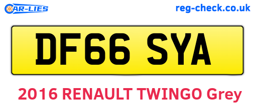 DF66SYA are the vehicle registration plates.