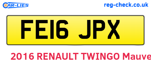 FE16JPX are the vehicle registration plates.