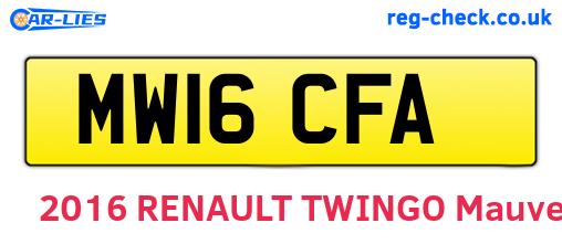 MW16CFA are the vehicle registration plates.