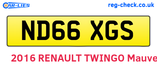 ND66XGS are the vehicle registration plates.