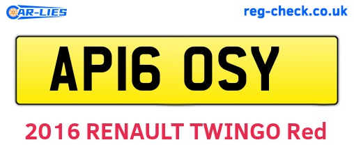 AP16OSY are the vehicle registration plates.