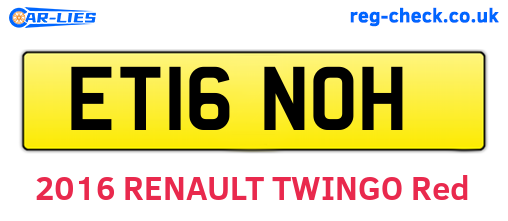 ET16NOH are the vehicle registration plates.