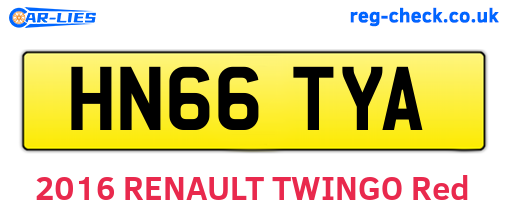 HN66TYA are the vehicle registration plates.