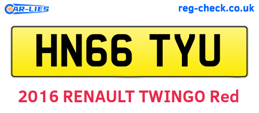 HN66TYU are the vehicle registration plates.