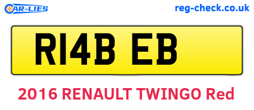 R14BEB are the vehicle registration plates.