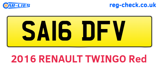 SA16DFV are the vehicle registration plates.