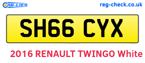 SH66CYX are the vehicle registration plates.