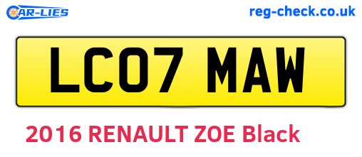 LC07MAW are the vehicle registration plates.