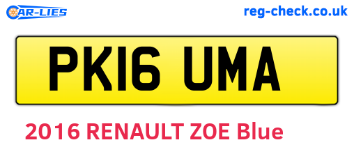 PK16UMA are the vehicle registration plates.