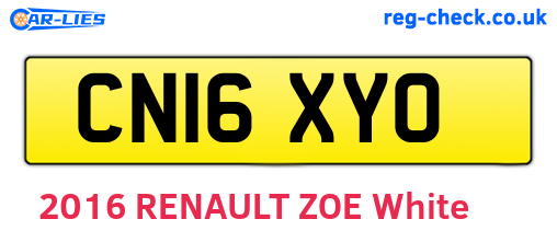 CN16XYO are the vehicle registration plates.
