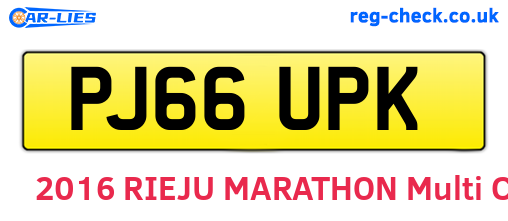 PJ66UPK are the vehicle registration plates.