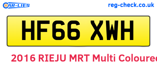 HF66XWH are the vehicle registration plates.