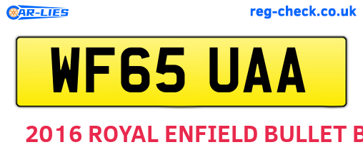 WF65UAA are the vehicle registration plates.