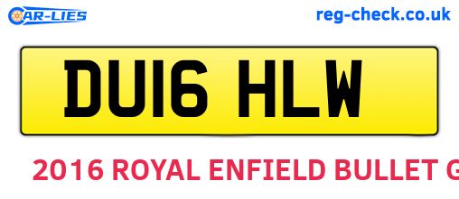 DU16HLW are the vehicle registration plates.
