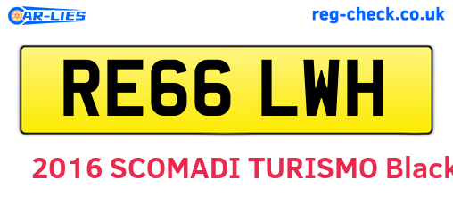 RE66LWH are the vehicle registration plates.
