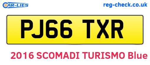 PJ66TXR are the vehicle registration plates.