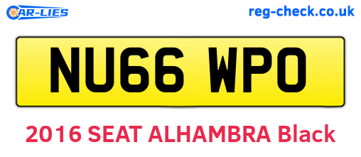 NU66WPO are the vehicle registration plates.