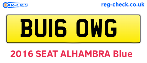BU16OWG are the vehicle registration plates.