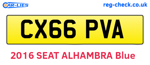 CX66PVA are the vehicle registration plates.