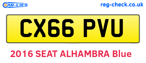 CX66PVU are the vehicle registration plates.