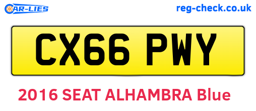 CX66PWY are the vehicle registration plates.