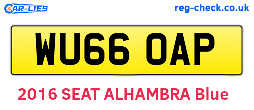 WU66OAP are the vehicle registration plates.