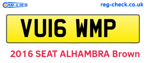 VU16WMP are the vehicle registration plates.