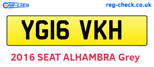 YG16VKH are the vehicle registration plates.